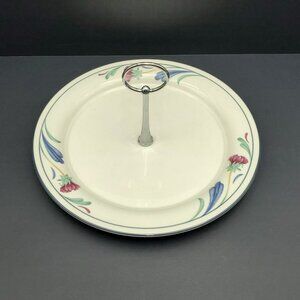 Lenox Poppies on Blue Handled Serving Plate Tidbit Tray Appetizer Plate w Handle